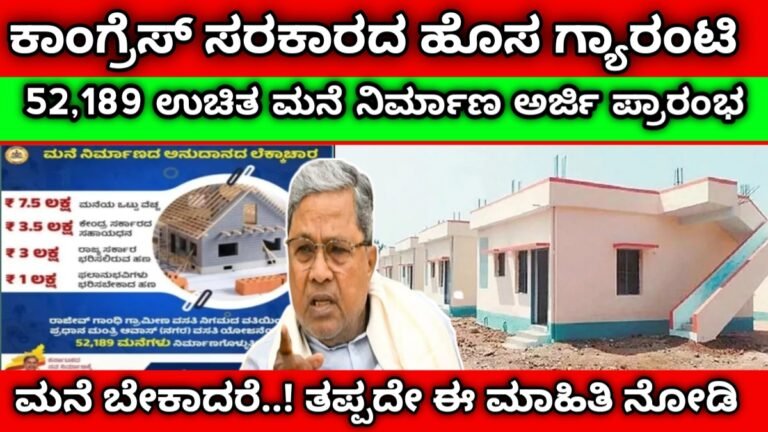 free house scheme in Karnataka | ಕಾಂಗ್ರೆಸ್ ಸರಕಾರದ ಹೊಸ ಗ್ಯಾರಂಟಿ ಬಡವರಿಗೆ ಉಚಿತ ಮನೆ ಅರ್ಜಿ ಪ್ರಾರಂಭ ಬೇಗ ಅರ್ಜಿ ಸಲ್ಲಿಸಿ