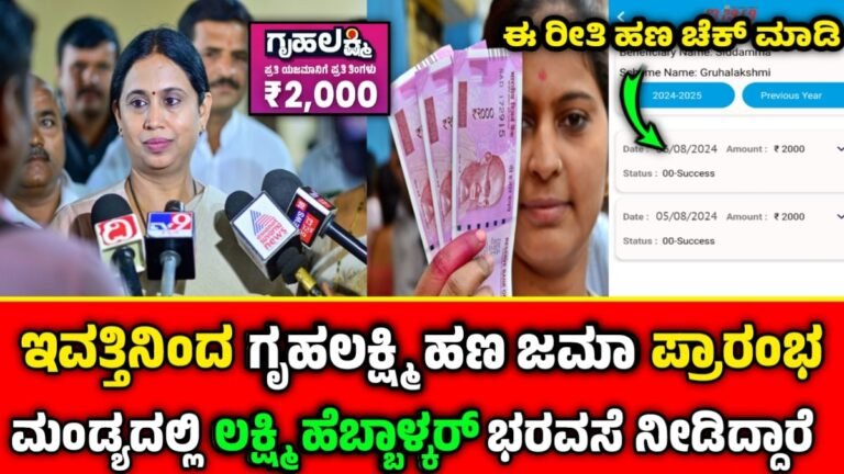 gruhalakshmi status: ಗೃಹಲಕ್ಷ್ಮಿ ಯೋಜನೆಯ ಹಣ ಬಿಡುಗಡೆಯ ಬಗ್ಗೆ ಲಕ್ಷ್ಮಿ ಹೆಬ್ಬಾಳ್ಕರ್ ಸ್ಪಷ್ಟನೆ ಈ ದಿನ 2,000 ಹಣ
