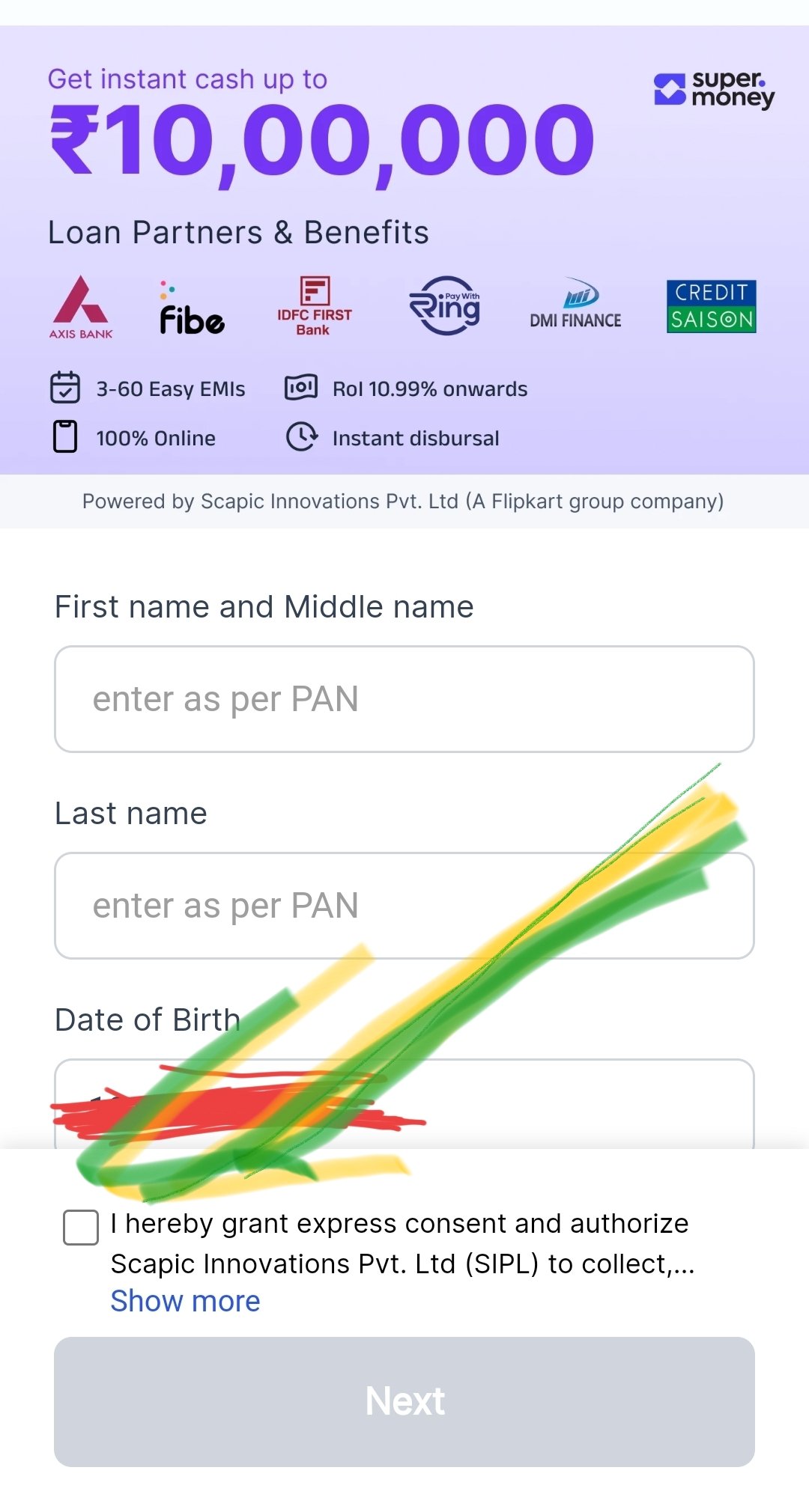 flipkart personal loan