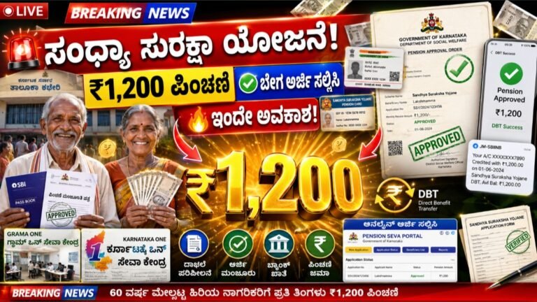 ಸಂಧ್ಯಾ ಸುರಕ್ಷಾ ಯೋಜನೆ: ಹಿರಿಯ ನಾಗರಿಕರಿಗೆ ₹1,200 ಪಿಂಚಣಿ! ಅರ್ಜಿ ಸಲ್ಲಿಸಲು ಹೊಸ ಅವಕಾಶ