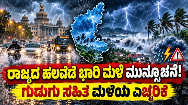 Karnataka Weather: ರಾಜ್ಯದ ಹಲವೆಡೆ ಭಾರಿ ಮಳೆ ಮುನ್ಸೂಚನೆ, ಬೆಂಗಳೂರಿಗೆ ಗುಡುಗು ಸಹಿತ ಮಳೆಯ ಎಚ್ಚರಿಕೆ